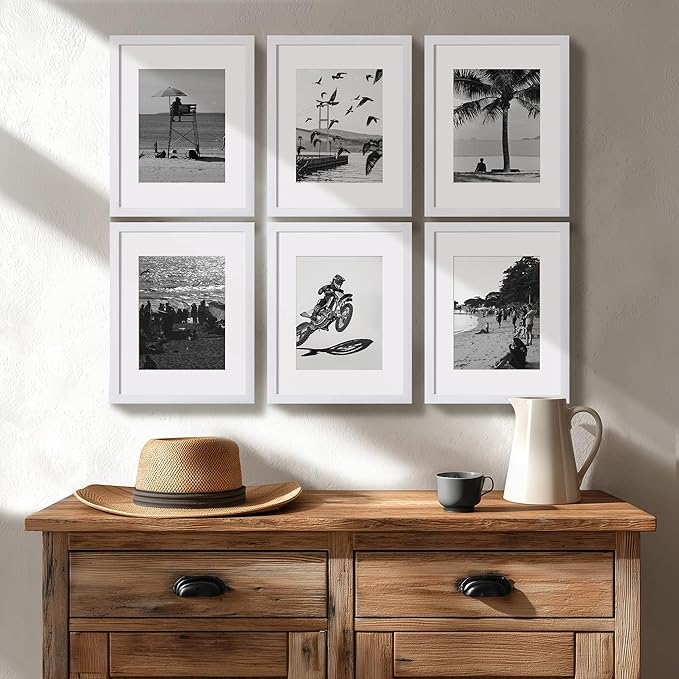 eletecpro 11x14 Picture Frames Set of 9 Classic Gallery Wall Frame Set, Displays 8x10 Photos with Mat or 11x14 No Mat, White Picture Frames Collage Wall Decor for Home Decor
