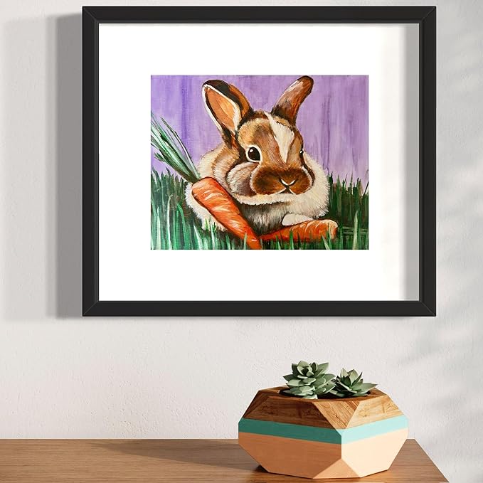 Painting4Real DIY Painting Class Kit for Adults with Video Tutorials: Learn to Paint Meadow Bunny – How to Paint with Acrylics – Painting & Art Supplies – 9 Piece Acrylic Paint Set