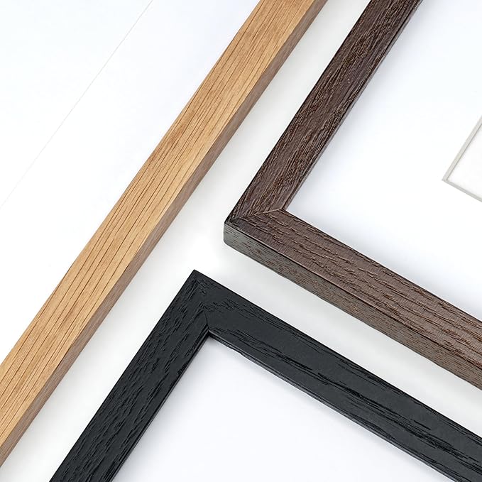 20x20 Black Picture Frame, Solid Oak Wood 20 by 20 Frame, Black Square Picture Frame 20 x 20 with mat for 16 x 16, 20x20 Wood Frame for Home Decor, 20 x 20 Poster Frame, Tempered Glass, 1 Pack