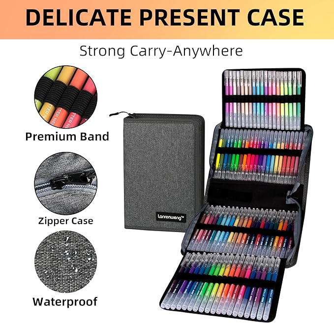 120 Color Gel Pens for Adult Coloring Books,1.0mm Fine Point Acrylic Gel Pens,Glitter Colored Gel Pens Set,Large Capacity Artist Maker Pens for Drawing Doodling Journaling, Art Supplies and DIY Crafts