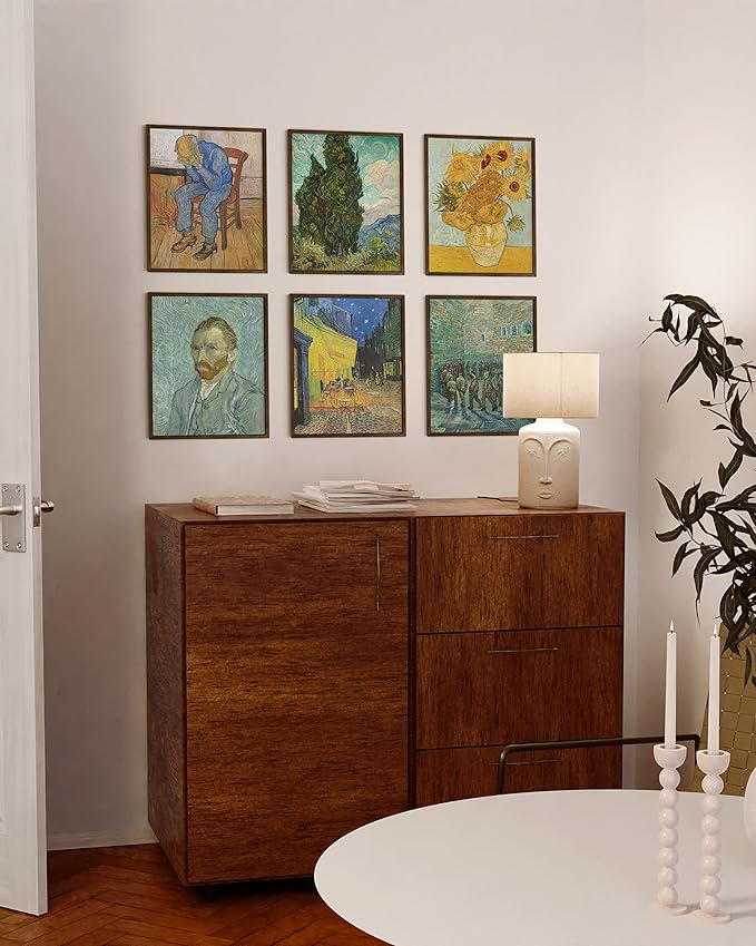 HAUS AND HUES Walnut Oak 11x14 Gallery Wall Frames - 6-Pack Rustic Wooden Picture Frames
