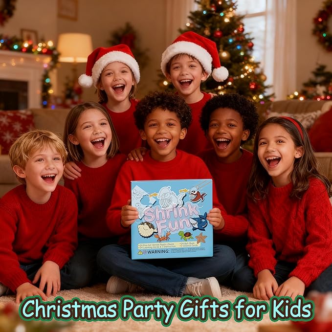 75PCS Shrinky Dinks Kit for Kids - Shrink Art with Shrinky Dink Sheets, 24 Pre-Cut Charms & Learning Cards | DIY Crafts, Christmas Ornaments & Keychains | No-Mess Activity for Boys & Girls Age 6+