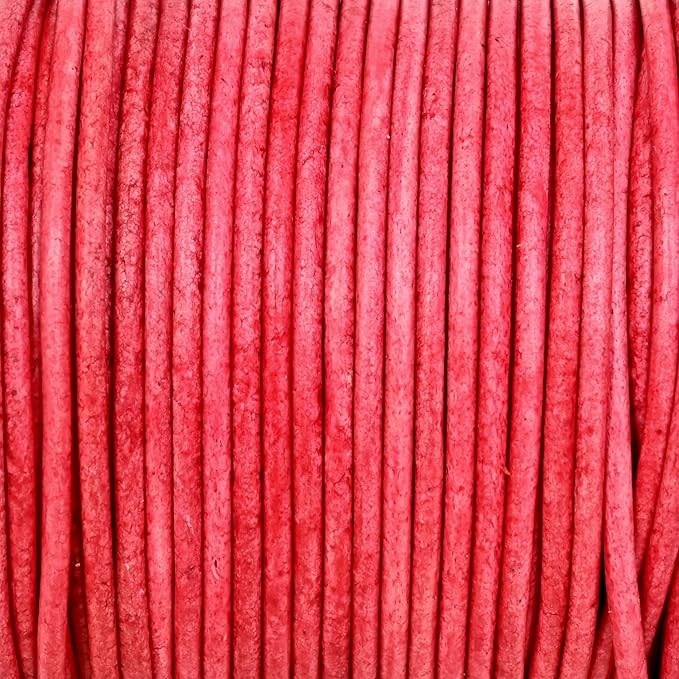GENIQUE Real/Genuine Round Leather String Cord for Necklace, Bracelets, Jewelry, Kumihimo Braiding, DIY Projects (20 Metres) (1.5mm, Cyclaman Distressed)
