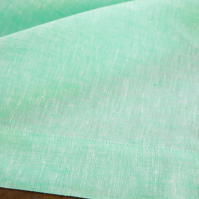 Solino Home Linen Table Runner 90 Inches Long - Athena, 100% Pure Linen Chambray Aqua Dining Table Runner 14 x 90 Inch for Winter, Spring, Easter
