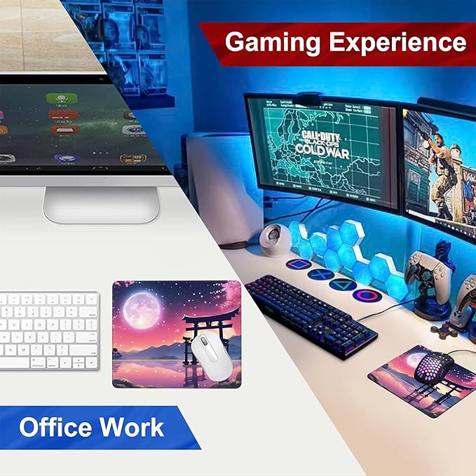 Mouse Pad, Anime Torii Gate and Cherry Blossoms Mouse Pads for Desk,Soft Computer Mouse Mat Square Waterproof Non-Slip Rubber Base Gaming MousePads for Women Men,Laptop,Office