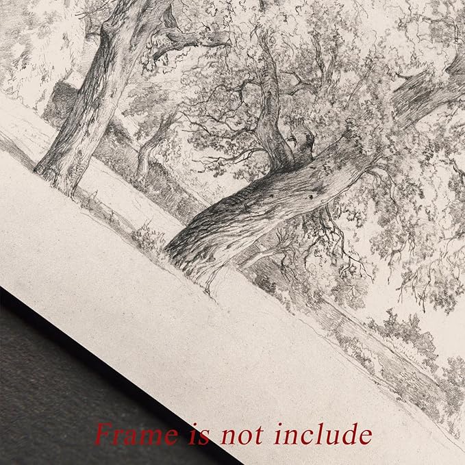 Uniro Neutral Vintage Wall Art for Home Decor, Farmhouse Landscape Tree Sketches Drawing Wall Decor, Rustic Nature Canvas Prints Antique Moody Neutral Landscape Oil Painting Vintage Art Pictures for Bedroom Bathroom Decor( 8" x 10"-UNFRAMED)
