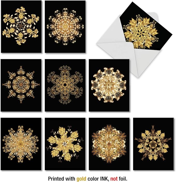 The Best Card Company - 10 Blank Note Cards Assortment (4 x 5.12 Inch) - Zen Patterns and Symbols, Bulk Boxed Set - Magnificent Mandalas AM6326OCB-B1x10