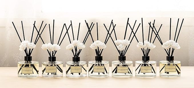 CULTURE & NATURE Reed Diffuser Set 6.7oz (200ml) Lemon Scented Diffuser with Sticks Home Fragrance Reed Diffuser for Bathroom Shelf Decor