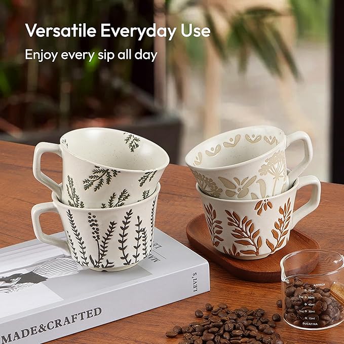 Ceramic Coffee Mug, 12 oz Novelty Unique Teacup with Handle, Stoneware Cup for Tea Mocha Latte Cappuccino Espresso (Butterfly)