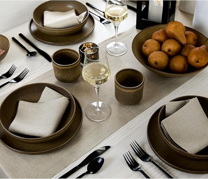 Solino Home Linen Natural Table Runner 132 Inches Long - 100% Pure Linen Extra Long Table Runner 14 x 132 Inch for Spring, Easter - Fete
