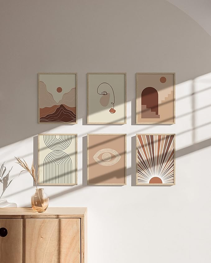 HAUS AND HUES Beige Oak Wood 9x12 Picture Frames - Modern Wood Wall Art Display - Lightweight 9x12 Frame for Art Prints, Photos, Posters - Ready-to-Hang Vertically & Horizontally (Set of 9)