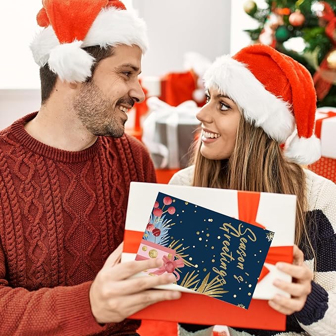 Christmas Cards Assortment, 24 Pcs Greeting and New Years Cards with 6 Designs for Christmas, Holiday, New Year Gift (4x6 Inch)
