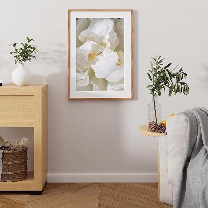 20x28 Oak Wood Picture Frame, 20"x28" Poster Frame for Wall, 20x28 Picture Frame with Mat for 16x24, Solid Oak Wood Photo Frame 20 x 28 with Tempered Real Glass (Natural Oak Color, 1 Pack)