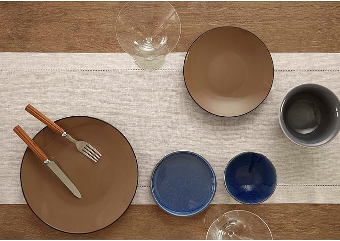 Solino Home Linen Light Natural Table Runner 108 Inches Long - 100% Pure Linen 16 x 108 Inch Table Runner for Spring, Easter - Classic Hemstitch