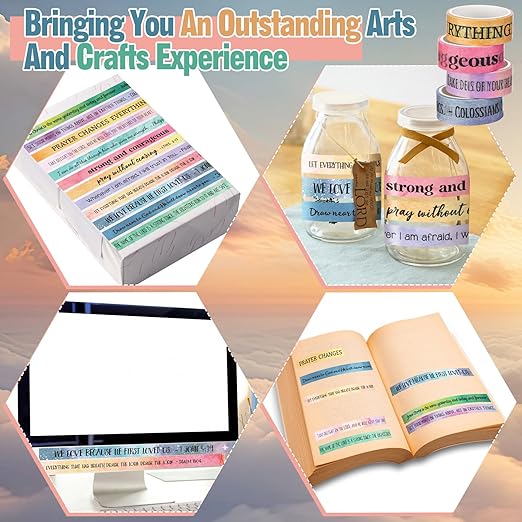 Janlaugh 24 Rolls Christian Washi Tape Gifts Bulk Religious Inspirational Scripture Supplies Bible Verse Tape for Bible Study Journaling Crafting Christmas Stocking Stuffers Gift(Rainbow)