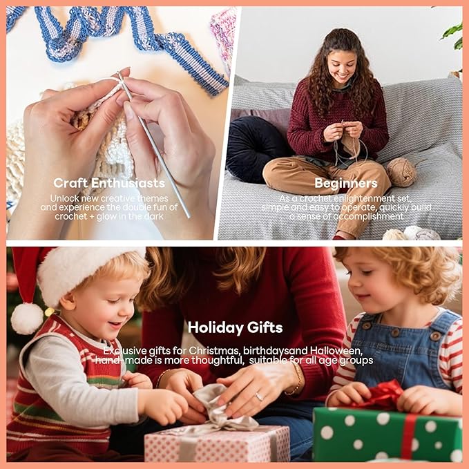 bulingbuling Crochet Kit for Beginners, Glow in The Dark Crochet Kits owl, All You Need for Crocheting, Step-by-Step Video Tutorials, Instruction, Surprise Holiday Birthday Gift for Adults, Teens