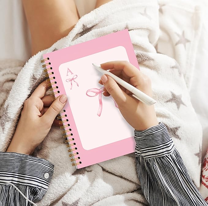 Pink Coquette Bow Preppy Notebook, Pink Girly Trendy Funky Ace Card Spiral Notebook 5.5x8.3, Preppy Aesthetic Journal for Women, Coquette Girly Office Supplies, Spiral Journal