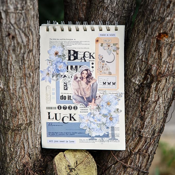 Scrapbook Stickers Set, 124Pcs Girls with Pets Dogs Sticker for Scrapbooking and Journaling, Junk Journal Supplies, Bullet Journals Materials, Planner DIY Arts Craft Collage