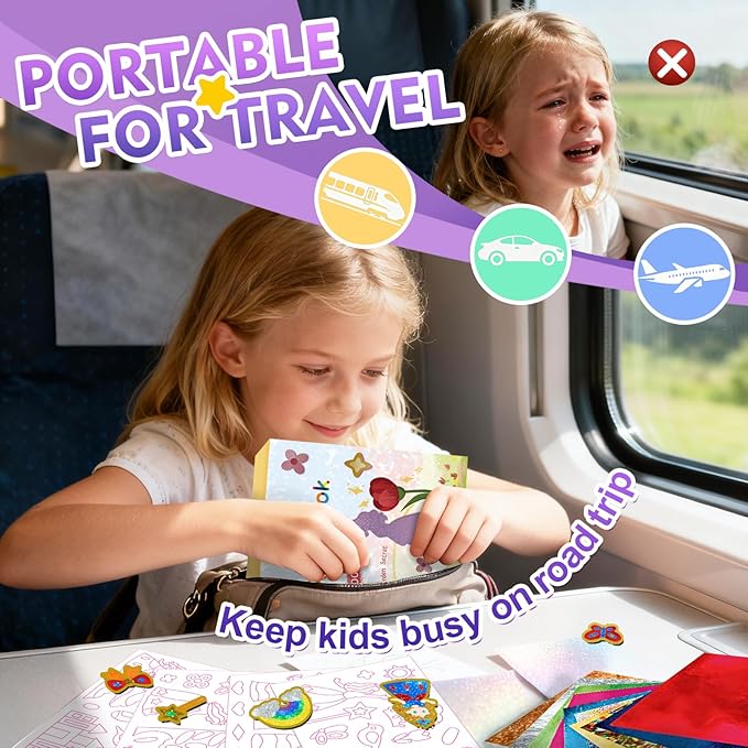 SOOVSY Magnetic Foil Art & Craft Fun Kit for Kids, Princess Foil Story Book with 77 Magnets & 100 Color Sheet, DIY Creative Activity, Travel Toys, Gifts Set for Ages 4, 5, 6, 7, 8, 9