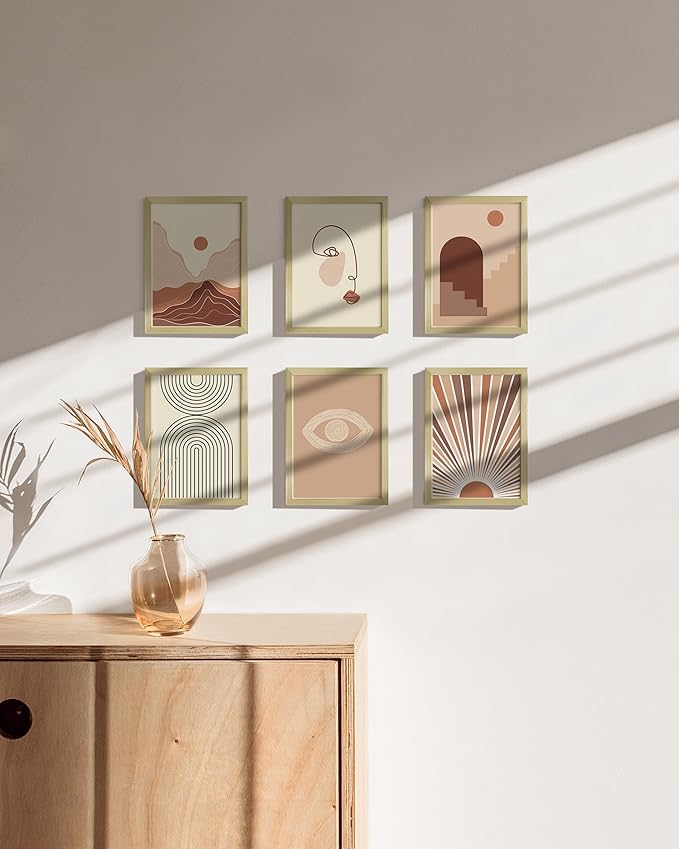 HAUS AND HUES 5x7 Gold Metal Picture Frames - Premium Aluminum with Vertical Hanging & Tabletop Display - Ideal for Home, Office (5x7 in, Gold, Set of 6)