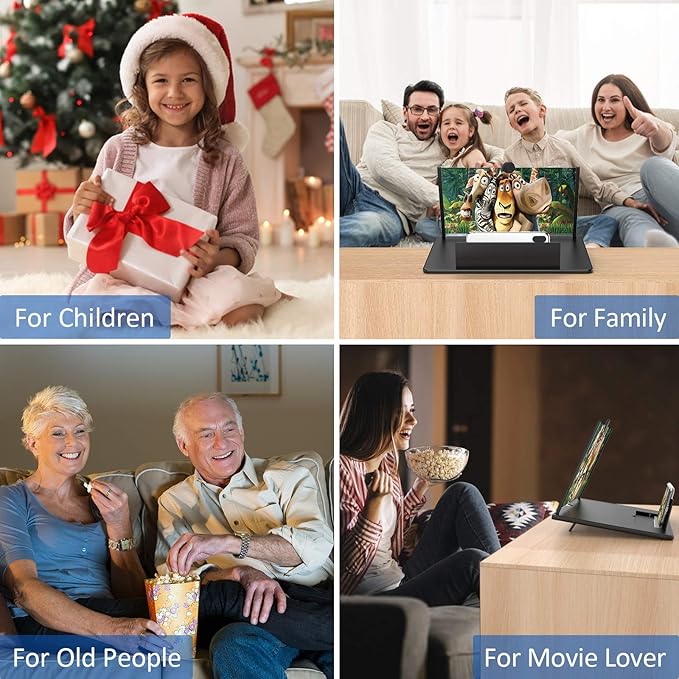 12" Screen Magnifier for Cell Phone,Fanlory 3D HD Magnifying Projector Screen Enlarger for Movies, Videos and Gaming, Foldable Phone Stand with Screen Amplifier,Compatible with All Smartphones