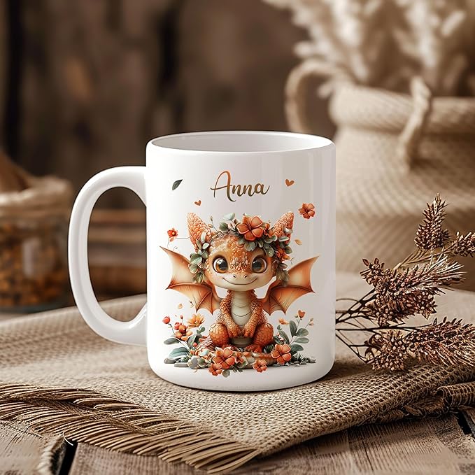 Hyturtle Personalized Dragon Coffee Mug - Custom Cup for Animal Lovers - Just A Girl Who Loves Dragons - Women's Birthday Gift - Ceramic 11oz/15oz