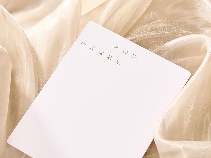 20 Pack Thank You Cards with Envelopes, 4.25×5.5 Inch Flat Thank You Notes, Single Layer Gold Foil Debossed Cards with V-Shape Gold Foil Envelopes, Blank Inside for Wedding Baby Shower Business