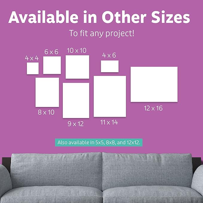 Artlicious Small Canvases for Painting - Pack of 12, 6 x 6 Inch Blank White Canvas Boards - 100% Cotton Art Panels Mini Canvas Bulk for Oil, Acrylic & Watercolor Small Canvas for Painting