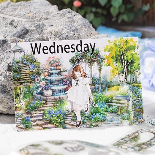 Stone Landscape PET Tape Set, 6 Rolls Pre-Cut Garden Scenery Stickers for Scrapbooking, Journaling, DIY Crafts, and Gift Wrapping