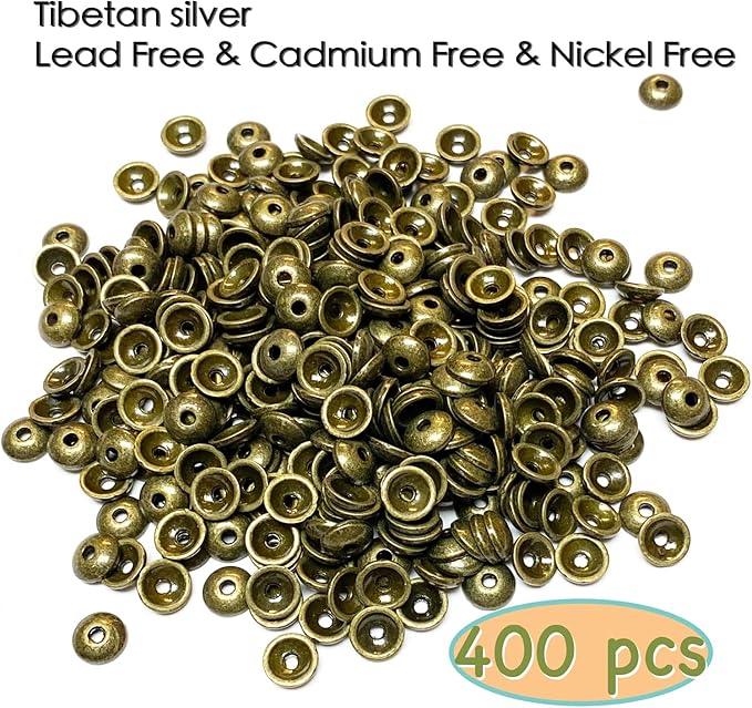 Heather's cf Brass Bead Caps Findings (Fit 10mm 14mm Round Beads) for Jewelry Making