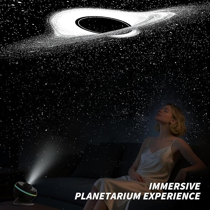 Galaxy Projector, Star Projector Home Planetarium Space Ceiling Starry Sky Night Light with Light Strip, Meteor and Galaxy Projector for Kid Adult Bedroom Christmas Gift (Black)