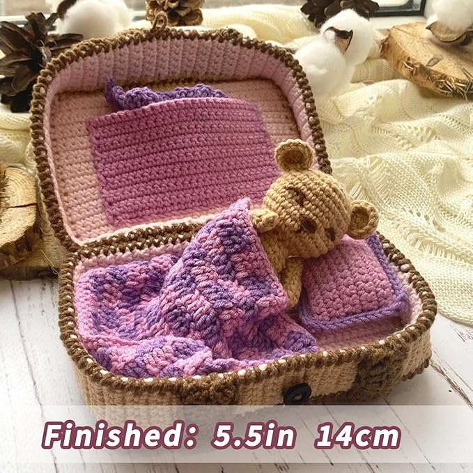 JXINLODGEG Crochet Kit for Beginners, Crochet Animal Kits for Starters with Step-by-Step PDF File Tutorials, Crocheting Kit for Adults Kids DIY Art Craft Knitting Starter with Hooks Bear