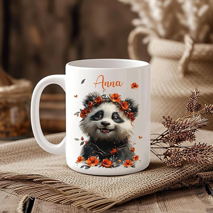 Hyturtle Personalized Cute Panda Coffee Mug - Just A Girl Who Loves Pandas - Animal Lover Gift for Women - Birthday - Custom Ceramic Cup 11oz - 15oz