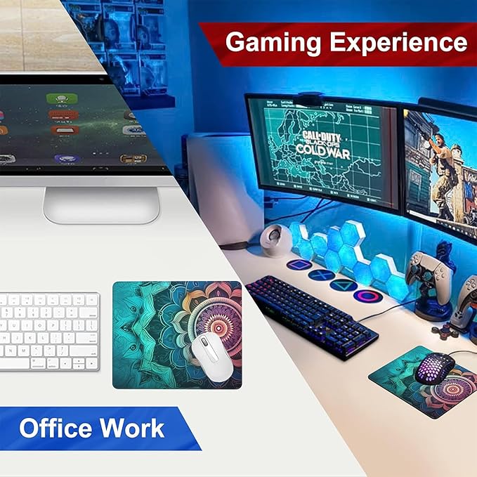 Mouse Pad, Vintage Art Mandala Flower Mouse Pads for Desk,Soft Computer Mouse Mat Square Waterproof Non-Slip Rubber Base Gaming MousePads for Women Men,Laptop,Office