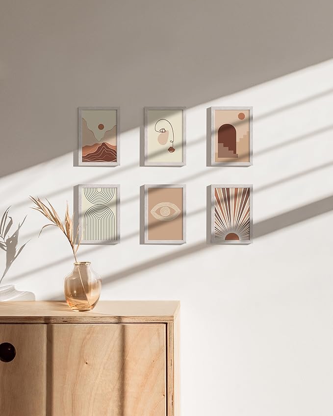 HAUS AND HUES White Oak Wood 4x6 Picture Frames - Set of 9, Natural Frames for Photos and Wall Collage