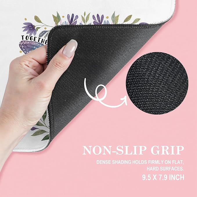 Floral Dragonfly Mouse Pad, Inspirational Together We Find Joy and Beauty Mouse Pads Mousepad for Desk Home Office Dorm Computers Laptop, Aesthetic Office Supplies Desk Accessories, 9.5x7.9 Inch