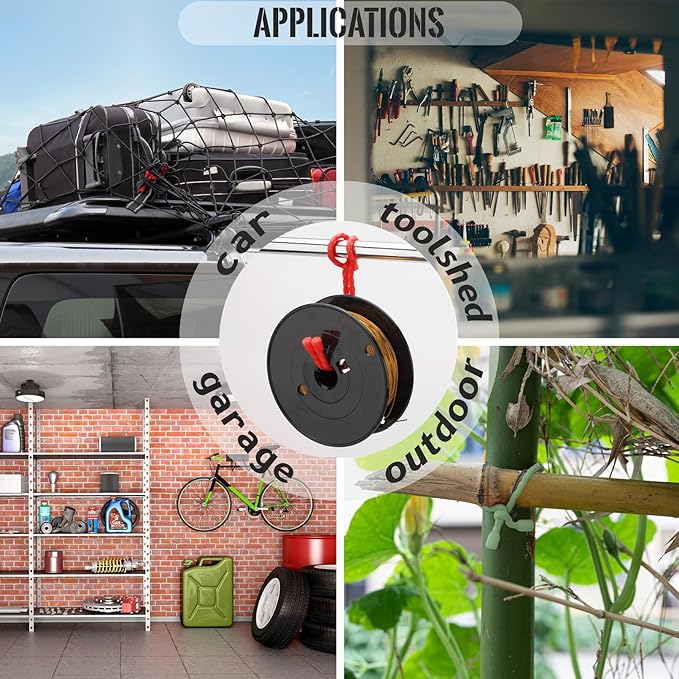 Gesipor 6 PCS 24-Inch Silicone Cable Ties Dia 5mm Reusable Steel-Core Rubber Twist Ties Bendable Cable Ties for Bundling and Holding, All Purpose Cord Tie for Indoor and Outdoor (Black)