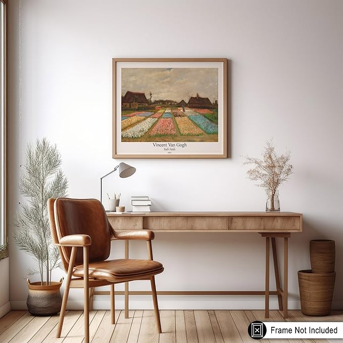 Monem Art Vintage Van Gogh Poster - Retro Bulb Fields Print - Flower Beds in Holland Art - Impressionism Art - Fine Art - Classic Painting Art - Great Bedroom Wall Decor - 24x32 UNFRAMED Wall Art