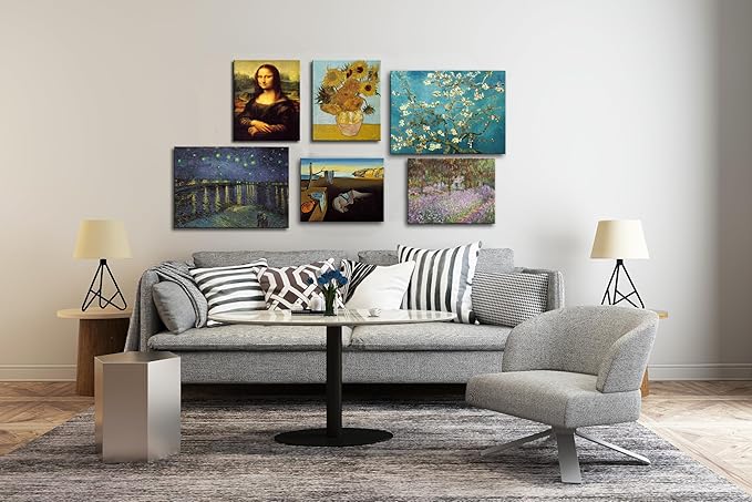weiyiart Starry Night Over the Rhone by Van Gogh Classic Oil Paintings Reproduction Modern Seascape Giclee Canvas Prints Wall Art Ready to Hang for Living Room Home Decorations24x36