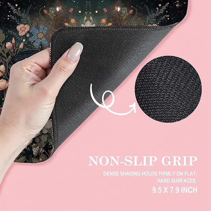 Vintage Moody Floral Butterfly Mouse Pad, Dark Academia Cottagecore Botanical Moth Mousepad for Home Office Dorm Computers Laptop,Aesthetic Gothic Office Supplies Desk Accessories, 9.5x7.9 Inch