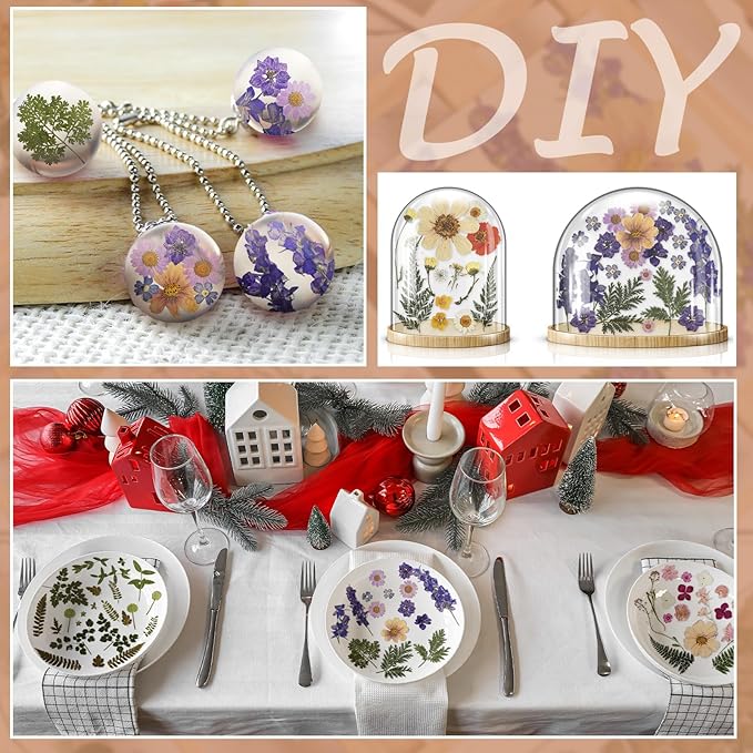 Nuanchu Dried Flower for Crafts Resin Pressed Flowers Bulk Real Dried Wildflowers Leave Natural with Tweezer for Resin Mold Scrapbooking Nail Soap Candle Cake Card Making DIY Christmas Crafts Supplies
