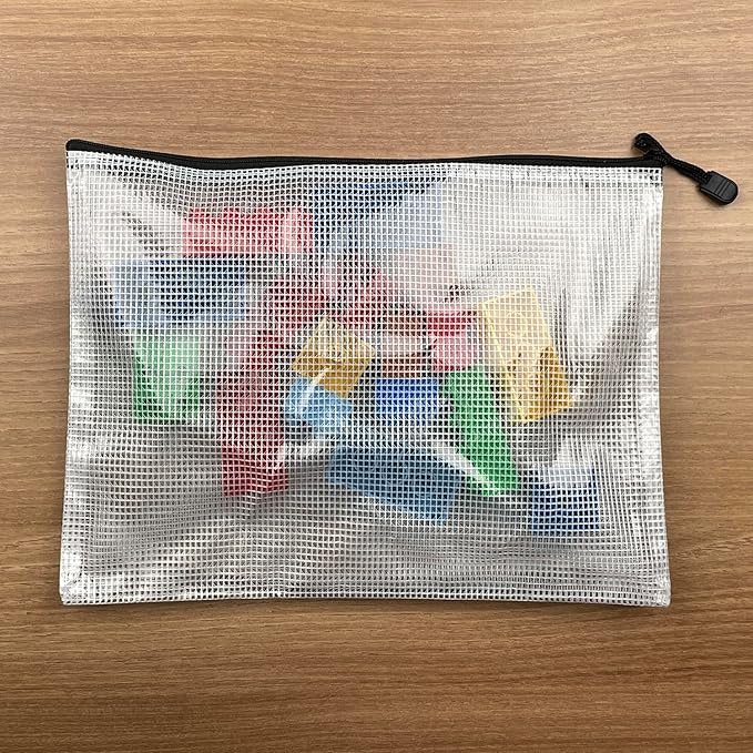 Oaimyy-16 PCS-9"x 13"inches-Mesh Zipper Pouch, Big Size,Plastic Zip File Folders Puzzle Bags for Organizing,for Office Supplies,Travel,Home Storage-Black