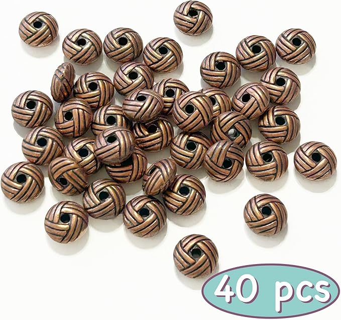 Heather's cf 40 Pieces Copper Tone Flowers Flat Beads Findings Jewelry Making 10mm*5mm
