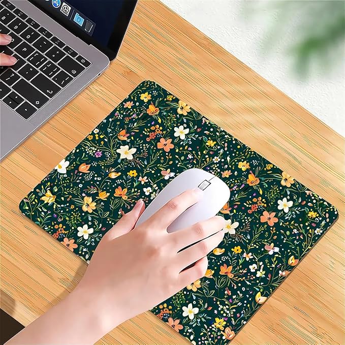 Square Mouse Pad Wild Flower 2, Personalized Premium-Textured Custom Mouse Mat Design, Washable Mousepad Cloth, Non-Slip Rubber Base Computer Mouse Pads for Wireless Mouse