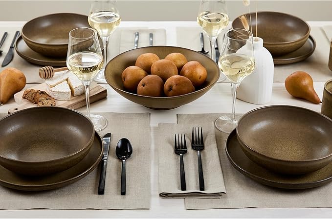 Solino Home Linen Natural Placemats Set of 6-100% Pure Linen Placemats 14 x 19 Inch for Spring, Easter - Fete