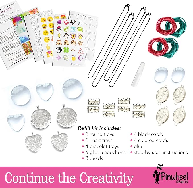 Pinwheel Crafts DIY Pendant Jewelry Kit for Girls & Teens – Necklace Making Craft Set for Ages 8–12 – Create Personalized Necklaces & Fun Gifts
