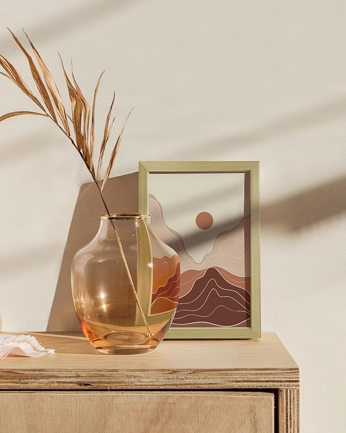 HAUS AND HUES 4x6 Gold Picture Frame - Modern Brush Finish - Lightweight 4x6 Frame for Photos, Posters, Prints - Vertical Hanging & Tabletop Display