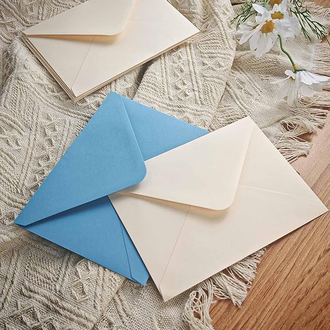 Stationary letter and envelopes set,Premium velvet-Touch envelopes 4x6 Envelopes 14 PCS with 28 PCS Stationery Paper,Colors Stationery Set for Love Letter, Party Invitations (Lake blue)