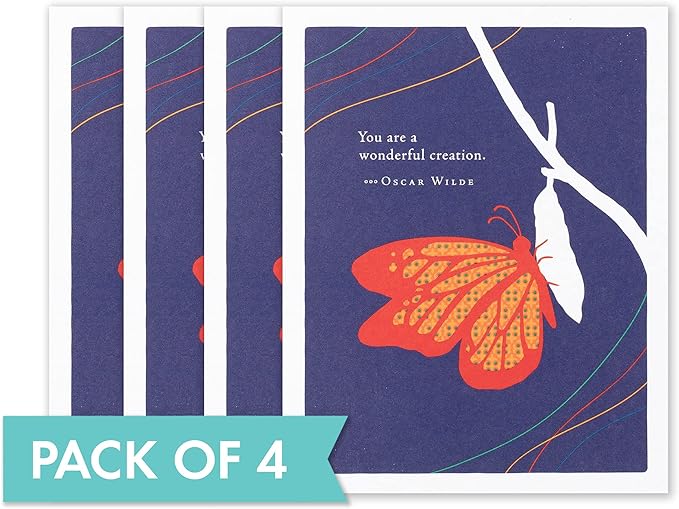 Compendium Positively Green 4-Pack of Encouragement Cards – You are a wonderful creation (Four Cards Total, One Design, with Envelopes)