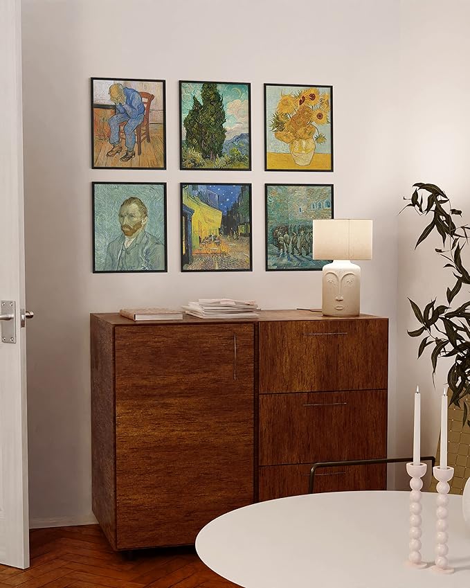 HAUS AND HUES 11x14 Black Oak Frame Set of 6 - Modern Wooden Poster Holders, Thin Rustic Design